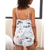 image:imageEkouaer Satin Pajama Set for Women 2 Piece Silky Lingerie Sleepwear Lace Camisole Pj Shorts Set Soft Nightwear SXXL03flower