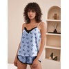 image:imageEkouaer Satin Pajama Set for Women 2 Piece Silky Lingerie Sleepwear Lace Camisole Pj Shorts Set Soft Nightwear SXXLBlue Butterfly