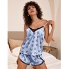 image:imageEkouaer Satin Pajama Set for Women 2 Piece Silky Lingerie Sleepwear Lace Camisole Pj Shorts Set Soft Nightwear SXXLBlue Butterfly