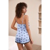 image:imageEkouaer Satin Pajama Set for Women 2 Piece Silky Lingerie Sleepwear Lace Camisole Pj Shorts Set Soft Nightwear SXXLBlue Butterfly