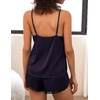 image:imageEkouaer Satin Pajama Set for Women 2 Piece Silky Lingerie Sleepwear Lace Camisole Pj Shorts Set Soft Nightwear SXXLDeep Purple