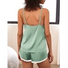 image:imageEkouaer Satin Pajama Set for Women 2 Piece Silky Lingerie Sleepwear Lace Camisole Pj Shorts Set Soft Nightwear SXXLPea Green
