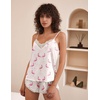 image:imageEkouaer Satin Pajama Set for Women 2 Piece Silky Lingerie Sleepwear Lace Camisole Pj Shorts Set Soft Nightwear SXXLPink Flamingo