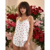 image:imageEkouaer Satin Pajama Set for Women 2 Piece Silky Lingerie Sleepwear Lace Camisole Pj Shorts Set Soft Nightwear SXXLRed Heartwhite