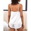 image:imageEkouaer Satin Pajama Set for Women 2 Piece Silky Lingerie Sleepwear Lace Camisole Pj Shorts Set Soft Nightwear SXXLWhite