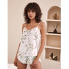 image:imageEkouaer Satin Pajama Set for Women 2 Piece Silky Lingerie Sleepwear Lace Camisole Pj Shorts Set Soft Nightwear SXXLWhite Floral