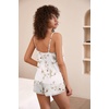 image:imageEkouaer Satin Pajama Set for Women 2 Piece Silky Lingerie Sleepwear Lace Camisole Pj Shorts Set Soft Nightwear SXXLWhite Floral