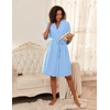 image:imageEkouaer Short Robes for Women Lightweight Bathrobe Kimono Robes Knee Length 34 Sleeve Swiss Polka Dot Soft Robe with PocketsLight Blue