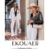 image:imageEkouaer Silk Pajamas For Women 2 Piece Set Satin Pjs Long Sleeve Button Up Sleepwear Comfy Lounge setsBlack