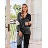 image:imageEkouaer Silk Pajamas For Women 2 Piece Set Satin Pjs Long Sleeve Button Up Sleepwear Comfy Lounge setsBlack