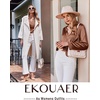 image:imageEkouaer Silk Pajamas For Women 2 Piece Set Satin Pjs Long Sleeve Button Up Sleepwear Comfy Lounge setsBrown