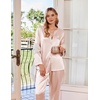 image:imageEkouaer Silk Pajamas For Women 2 Piece Set Satin Pjs Long Sleeve Button Up Sleepwear Comfy Lounge setsChampagne