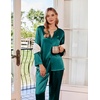 image:imageEkouaer Silk Pajamas For Women 2 Piece Set Satin Pjs Long Sleeve Button Up Sleepwear Comfy Lounge setsGreen