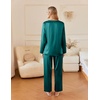 image:imageEkouaer Silk Pajamas For Women 2 Piece Set Satin Pjs Long Sleeve Button Up Sleepwear Comfy Lounge setsGreen