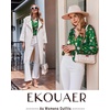 image:imageEkouaer Silk Pajamas For Women 2 Piece Set Satin Pjs Long Sleeve Button Up Sleepwear Comfy Lounge setsGreenchristmas