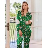 image:imageEkouaer Silk Pajamas For Women 2 Piece Set Satin Pjs Long Sleeve Button Up Sleepwear Comfy Lounge setsGreenchristmas