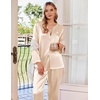 image:imageEkouaer Silk Pajamas For Women 2 Piece Set Satin Pjs Long Sleeve Button Up Sleepwear Comfy Lounge setsLight Khaki