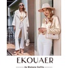 image:imageEkouaer Silk Pajamas For Women 2 Piece Set Satin Pjs Long Sleeve Button Up Sleepwear Comfy Lounge setsLight Khaki