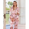 image:imageEkouaer Silk Pajamas For Women 2 Piece Set Satin Pjs Long Sleeve Button Up Sleepwear Comfy Lounge setsPink Animal Art
