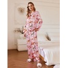 image:imageEkouaer Silk Pajamas For Women 2 Piece Set Satin Pjs Long Sleeve Button Up Sleepwear Comfy Lounge setsPink Animal Art