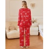 image:imageEkouaer Silk Pajamas For Women 2 Piece Set Satin Pjs Long Sleeve Button Up Sleepwear Comfy Lounge setsRedchristmas