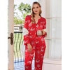 image:imageEkouaer Silk Pajamas For Women 2 Piece Set Satin Pjs Long Sleeve Button Up Sleepwear Comfy Lounge setsRedchristmas