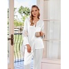 image:imageEkouaer Silk Pajamas For Women 2 Piece Set Satin Pjs Long Sleeve Button Up Sleepwear Comfy Lounge setsWhite