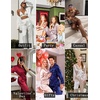 image:imageEkouaer Silk Pajamas For Women 2 Piece Set Satin Pjs Long Sleeve Button Up Sleepwear Comfy Lounge setsWhite