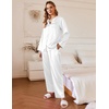 image:imageEkouaer Silk Pajamas For Women 2 Piece Set Satin Pjs Long Sleeve Button Up Sleepwear Comfy Lounge setsWhite