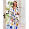 image:imageEkouaer Silk Pajamas For Women 2 Piece Set Satin Pjs Long Sleeve Button Up Sleepwear Comfy Lounge setsWhite Abstract Doodle