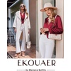 image:imageEkouaer Silk Pajamas For Women 2 Piece Set Satin Pjs Long Sleeve Button Up Sleepwear Comfy Lounge setsWine Red