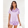 image:imageEkouaer Silk Pajamas for Women Short Sleeve Satin Pajama Set 2 Piece Button Down Loungewear SXXLLavender
