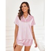 image:imageEkouaer Silk Pajamas for Women Short Sleeve Satin Pajama Set 2 Piece Button Down Loungewear SXXLPink Stripe