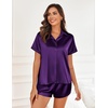 image:imageEkouaer Silk Pajamas for Women Short Sleeve Satin Pajama Set 2 Piece Button Down Loungewear SXXLPurple