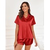 image:imageEkouaer Silk Pajamas for Women Short Sleeve Satin Pajama Set 2 Piece Button Down Loungewear SXXLRed
