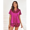 image:imageEkouaer Silk Pajamas for Women Short Sleeve Satin Pajama Set 2 Piece Button Down Loungewear SXXLRose Red