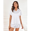 image:imageEkouaer Silk Pajamas for Women Short Sleeve Satin Pajama Set 2 Piece Button Down Loungewear SXXLWhite