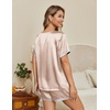 image:imageEkouaer Silk Pajamas for Women Short Sleeve Satin Sleepwear Soft 2 Piece Pjs Shorts Set LoungewearSXXChampagne
