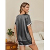 image:imageEkouaer Silk Pajamas for Women Short Sleeve Satin Sleepwear Soft 2 Piece Pjs Shorts Set LoungewearSXXDark Grey