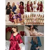 image:imageEkouaer Silk Robes for Women Short Lightweight Bathrobe Ruffled Satin Kimono Robes Sexy Bride Bridesmaid SleepwearBlue