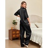 image:imageEkouaer Silk Satin Pajamas Set Women Short Sleeve Pj Sets Button Down Sleepwear 2 Piece Soft Loungewear SXXLBlack