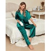 image:imageEkouaer Silk Satin Pajamas Set Women Short Sleeve Pj Sets Button Down Sleepwear 2 Piece Soft Loungewear SXXLBlue Green