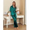 image:imageEkouaer Silk Satin Pajamas Set Women Short Sleeve Pj Sets Button Down Sleepwear 2 Piece Soft Loungewear SXXLBlue Green