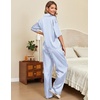 image:imageEkouaer Silk Satin Pajamas Set Women Short Sleeve Pj Sets Button Down Sleepwear 2 Piece Soft Loungewear SXXLBlue Stripes