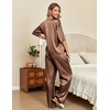 image:imageEkouaer Silk Satin Pajamas Set Women Short Sleeve Pj Sets Button Down Sleepwear 2 Piece Soft Loungewear SXXLBrown