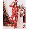 image:imageEkouaer Silk Satin Pajamas Set Women Short Sleeve Pj Sets Button Down Sleepwear 2 Piece Soft Loungewear SXXLChristmas Elk