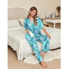image:imageEkouaer Silk Satin Pajamas Set Women Short Sleeve Pj Sets Button Down Sleepwear 2 Piece Soft Loungewear SXXLFlamingo
