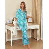 image:imageEkouaer Silk Satin Pajamas Set Women Short Sleeve Pj Sets Button Down Sleepwear 2 Piece Soft Loungewear SXXLFlamingo