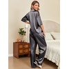 image:imageEkouaer Silk Satin Pajamas Set Women Short Sleeve Pj Sets Button Down Sleepwear 2 Piece Soft Loungewear SXXLGray