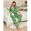 image:imageEkouaer Silk Satin Pajamas Set Women Short Sleeve Pj Sets Button Down Sleepwear 2 Piece Soft Loungewear SXXLGreen Leaves